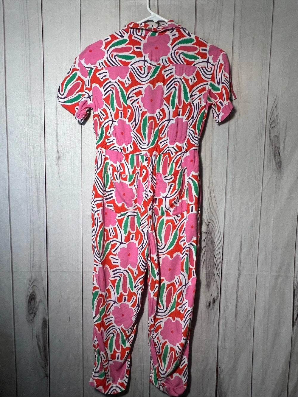 Diane Von Furstenberg Pink Red Floral One-Piece Jumpsuit Size 10/12